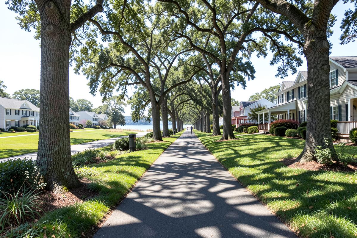 Shaded residential street with well-kept single-family homes in Linwood, New Jersey